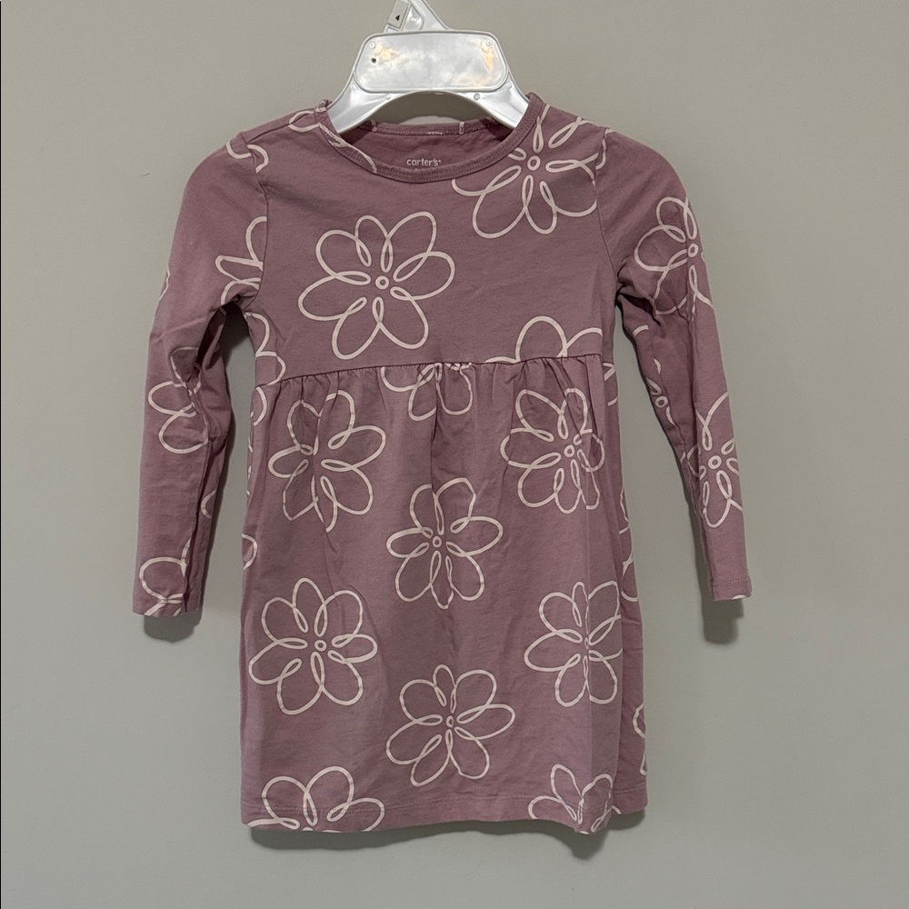 Carter's Purple Floral Long Sleeve Dress 4T